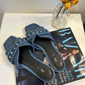 Zara Denim Studded Slides